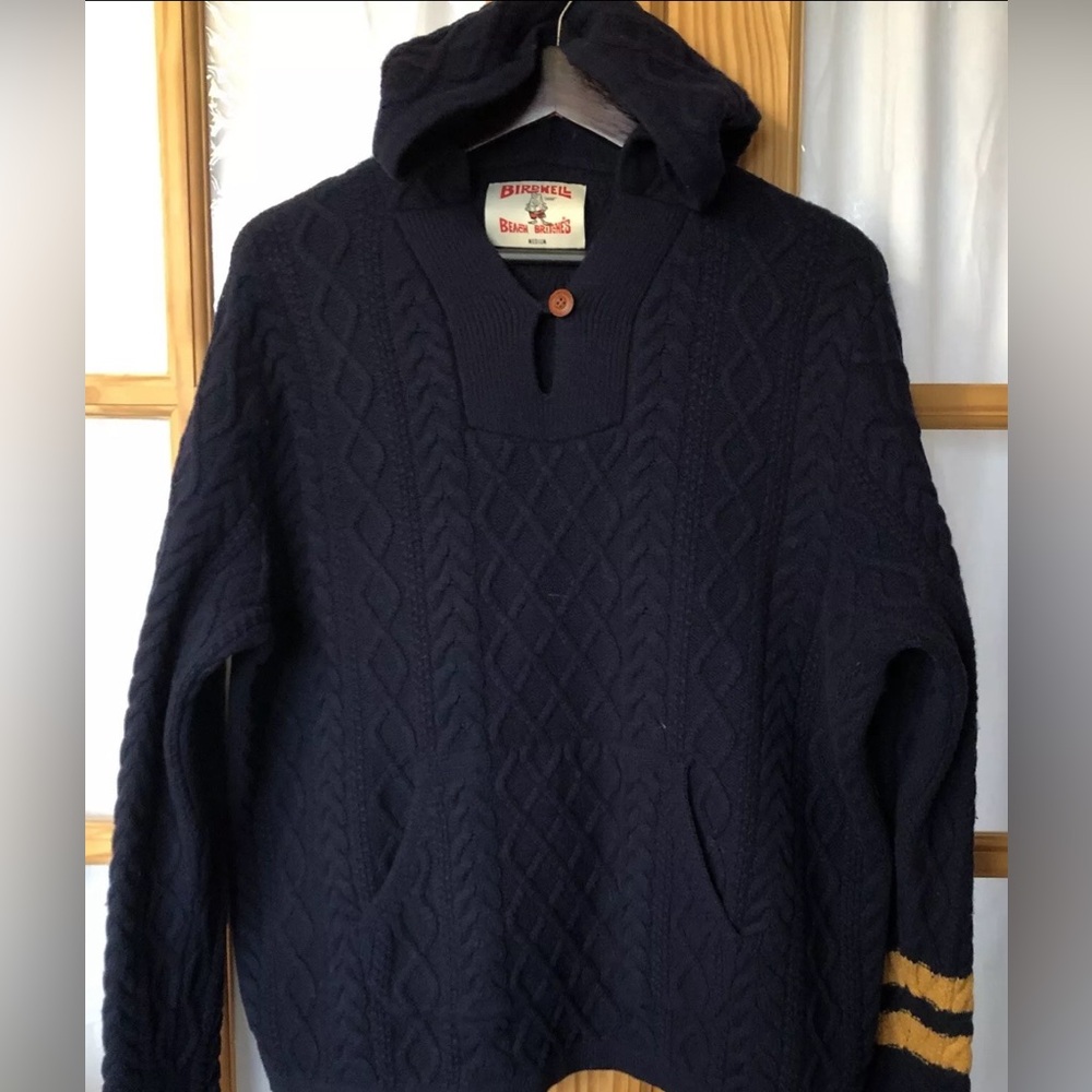 Birdwell Beach Britches Men’s Sweater Hooded Fisherman Baja M Merino Wool Blend